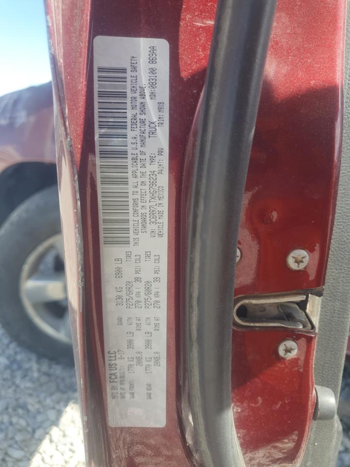 2017 Ram 1500 Slt VIN: 3C6RR7LTXHG796234 Lot: 66270325