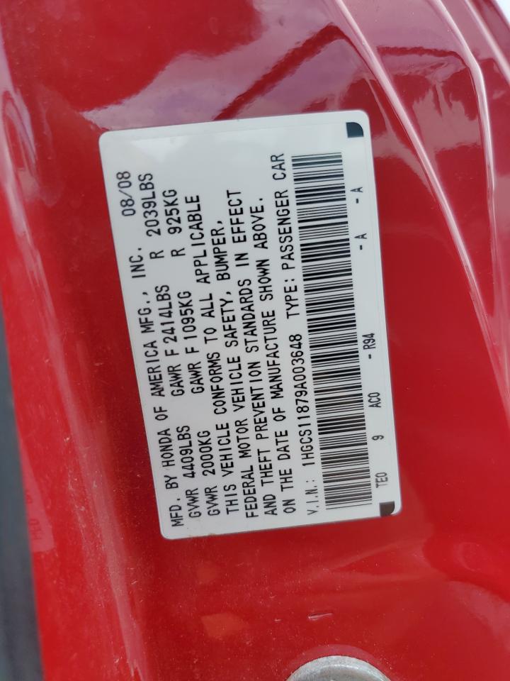 2009 Honda Accord Exl VIN: 1HGCS11879A003648 Lot: 64963625