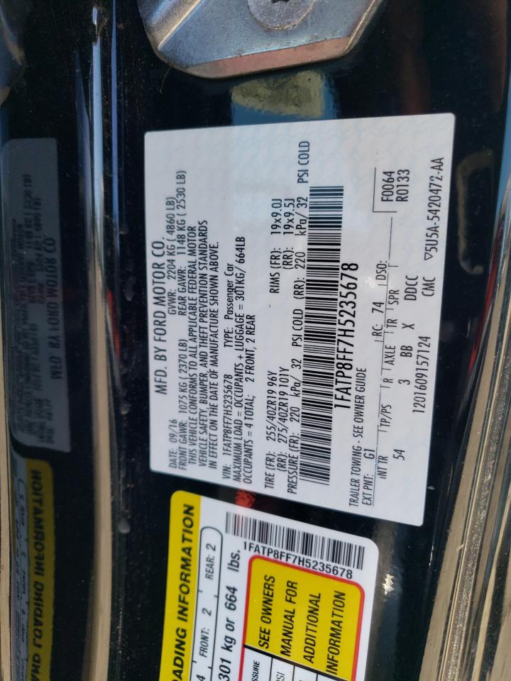 2017 Ford Mustang Gt VIN: 1FATP8FF7H5235678 Lot: 62402565