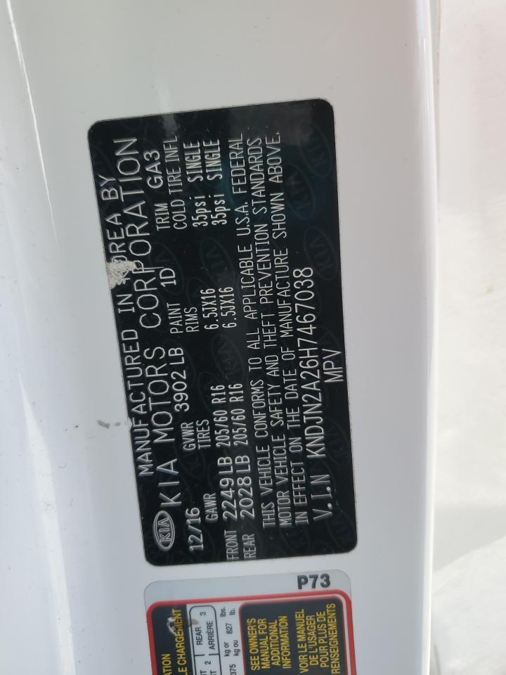 2017 Kia Soul VIN: KNDJN2A26H7467038 Lot: 67088805