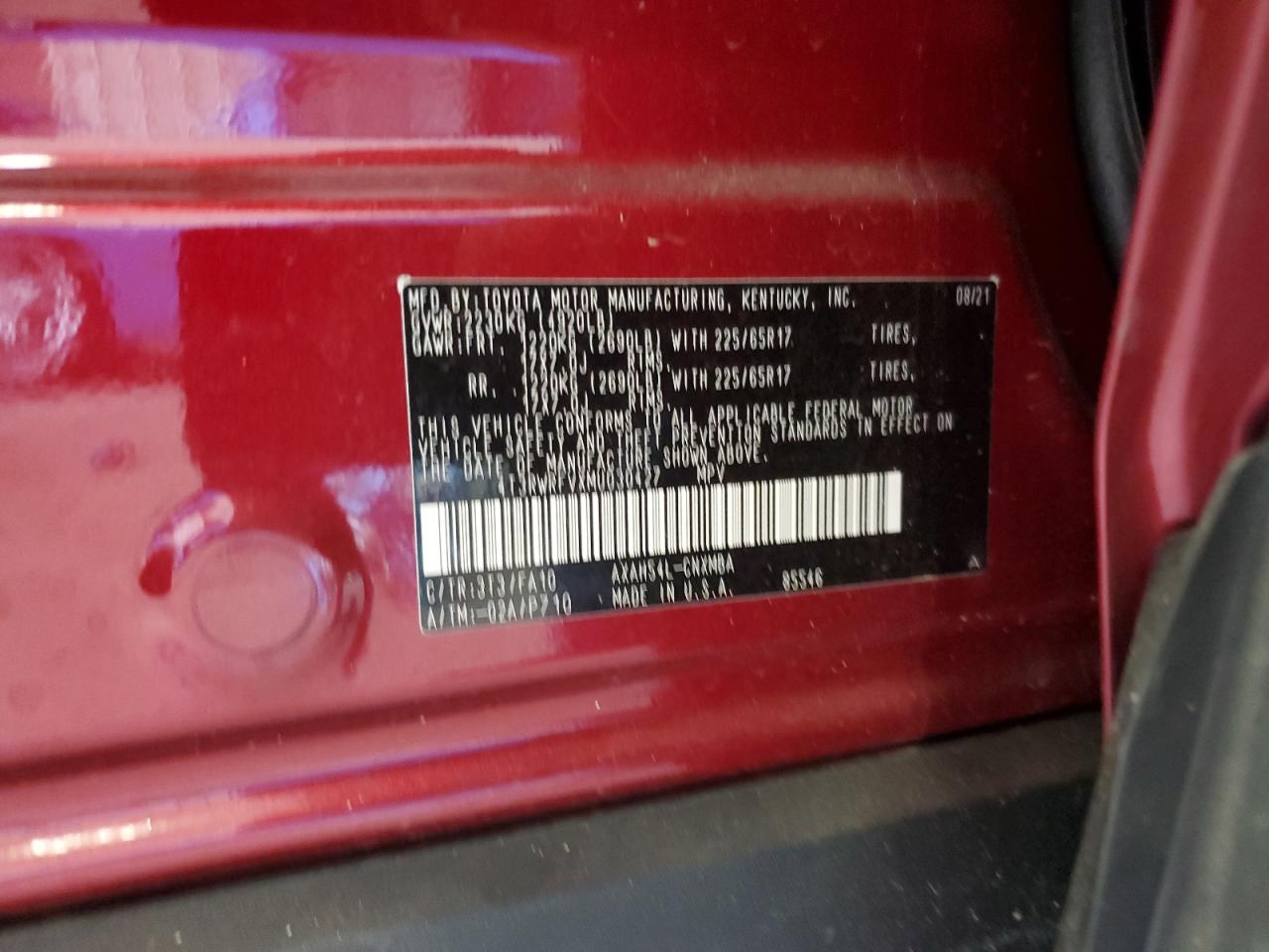 2021 Toyota Rav4 Xle VIN: 4T3RWRFVXMU030427 Lot: 65145545