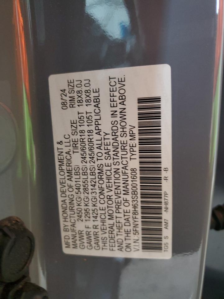 2025 Honda Passport Trail Sport VIN: 5FNYF8H63SB001608 Lot: 64621095