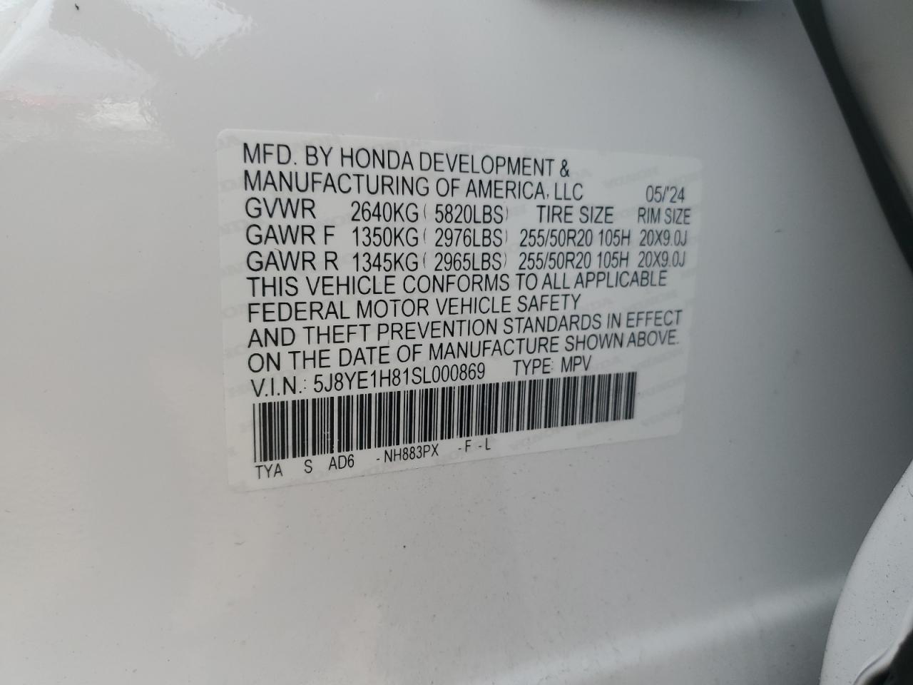 5j8ye1h81sl000869 5J8YE1H81SL000869 2025 Acura Mdx Advance