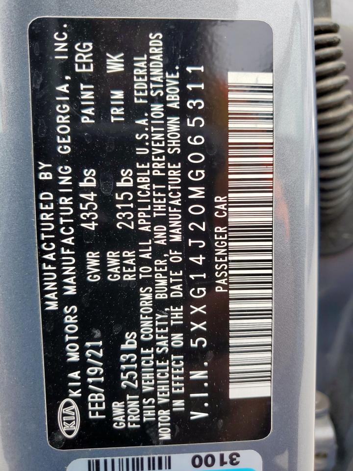 2021 Kia K5 Lxs VIN: 5XXG14J20MG065311 Lot: 63098735