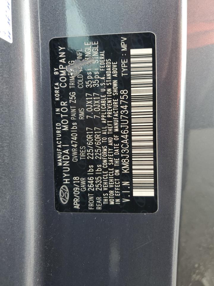 2018 Hyundai Tucson Sel VIN: KM8J3CA46JU734758 Lot: 65213785