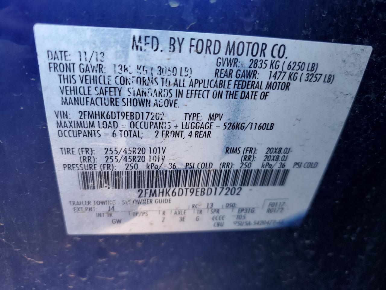 2014 Ford Flex Limited VIN: 2FMHK6DT9EBD17202 Lot: 63714145