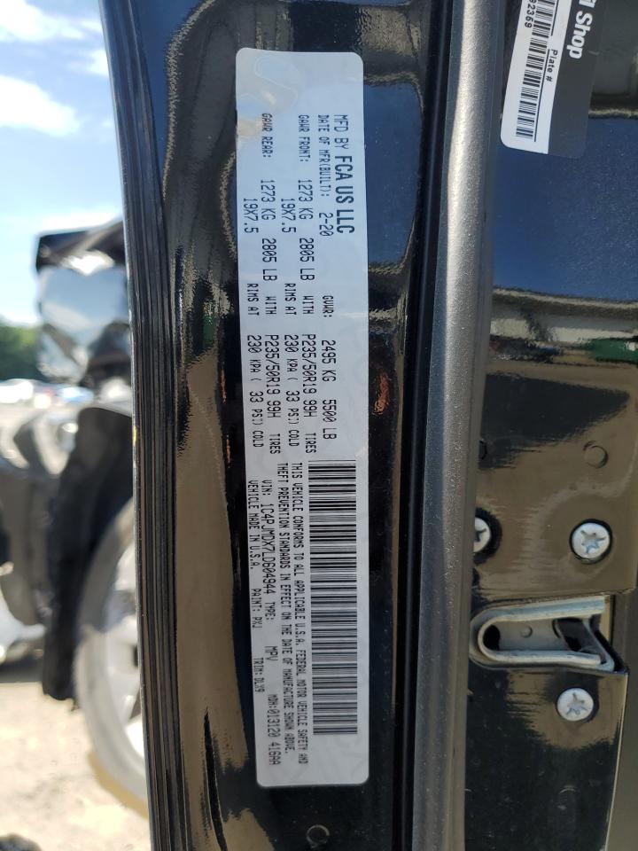 2020 Jeep Cherokee Limited VIN: 1C4PJMDX7LD604944 Lot: 64985825