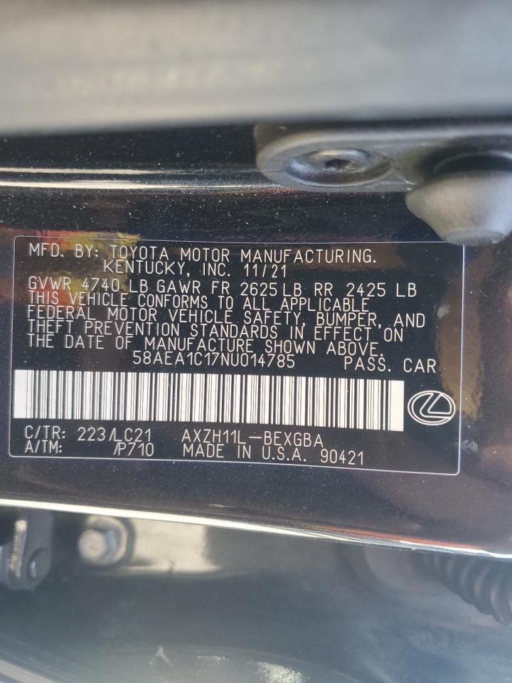 2022 Lexus Es 300H Base VIN: 58AEA1C17NU014785 Lot: 63329715