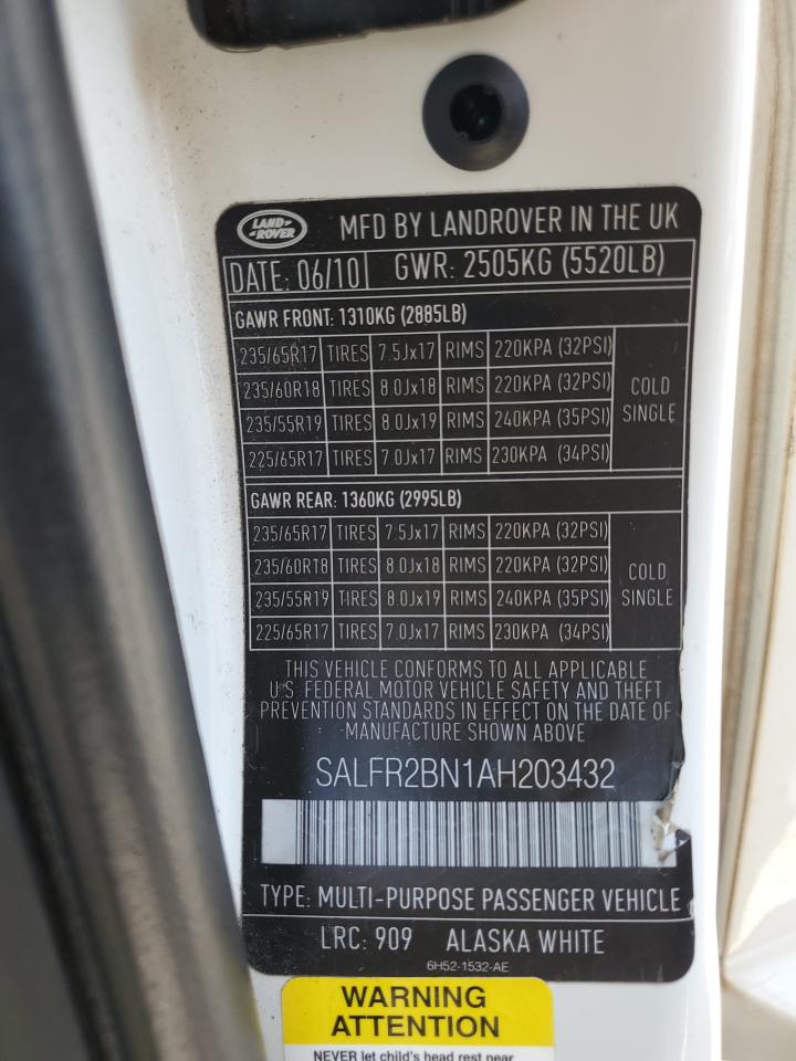2010 Land Rover Lr2 Hse VIN: SALFR2BN1AH203432 Lot: 64099975