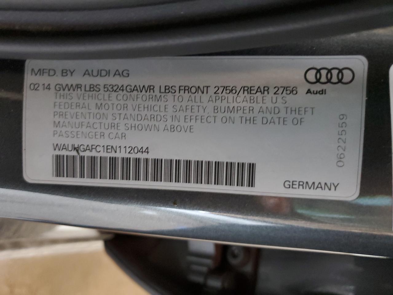 2014 Audi A6 Prestige VIN: WAUHGAFC1EN112044 Lot: 64336325