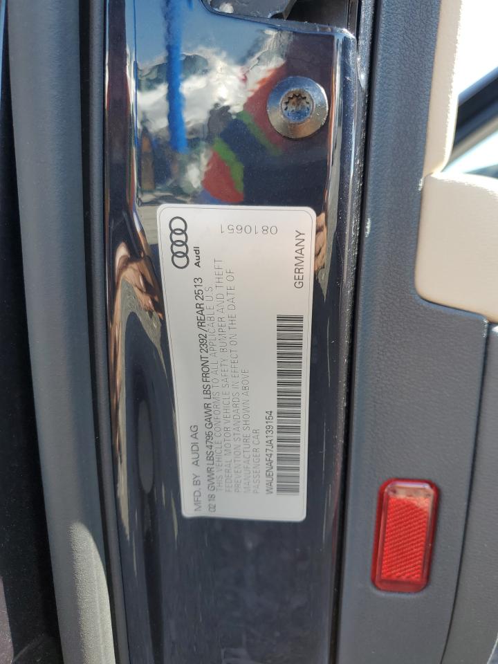 2018 Audi A4 Premium Plus VIN: WAUENAF47JA139154 Lot: 64553615