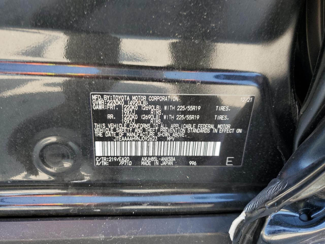 2022 Toyota Venza Le VIN: JTEAAAAH9NJ092623 Lot: 63423265