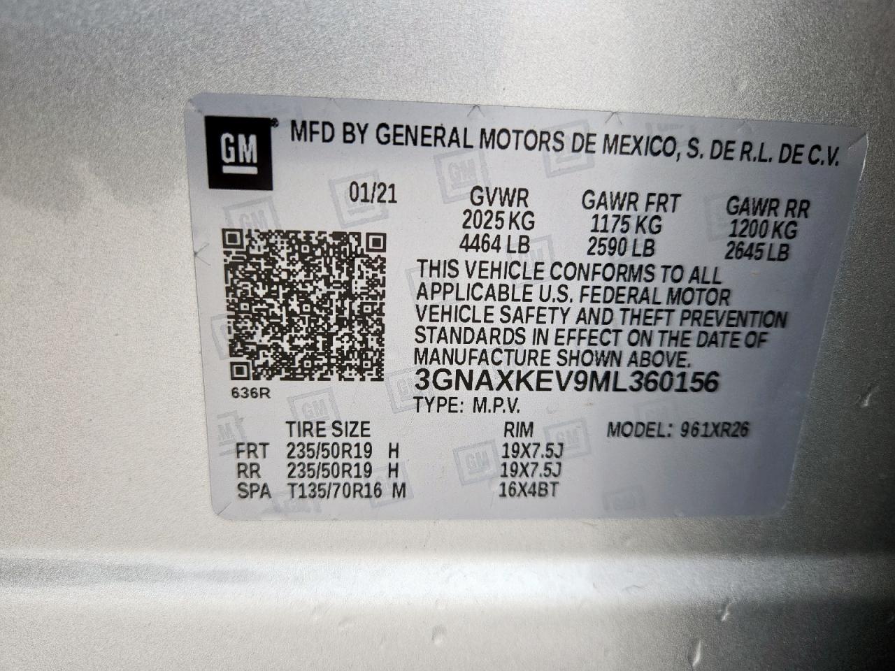2021 Chevrolet Equinox Lt VIN: 3GNAXKEV9ML360156 Lot: 64725875