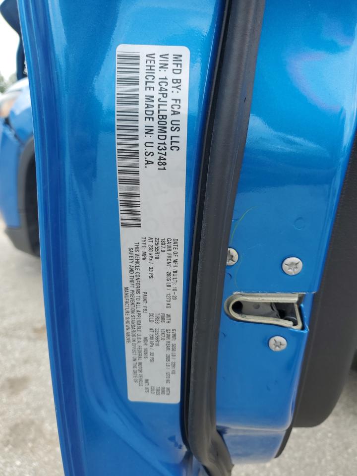 2021 Jeep Cherokee Latitude Plus VIN: 1C4PJLLB0MD137481 Lot: 64789175