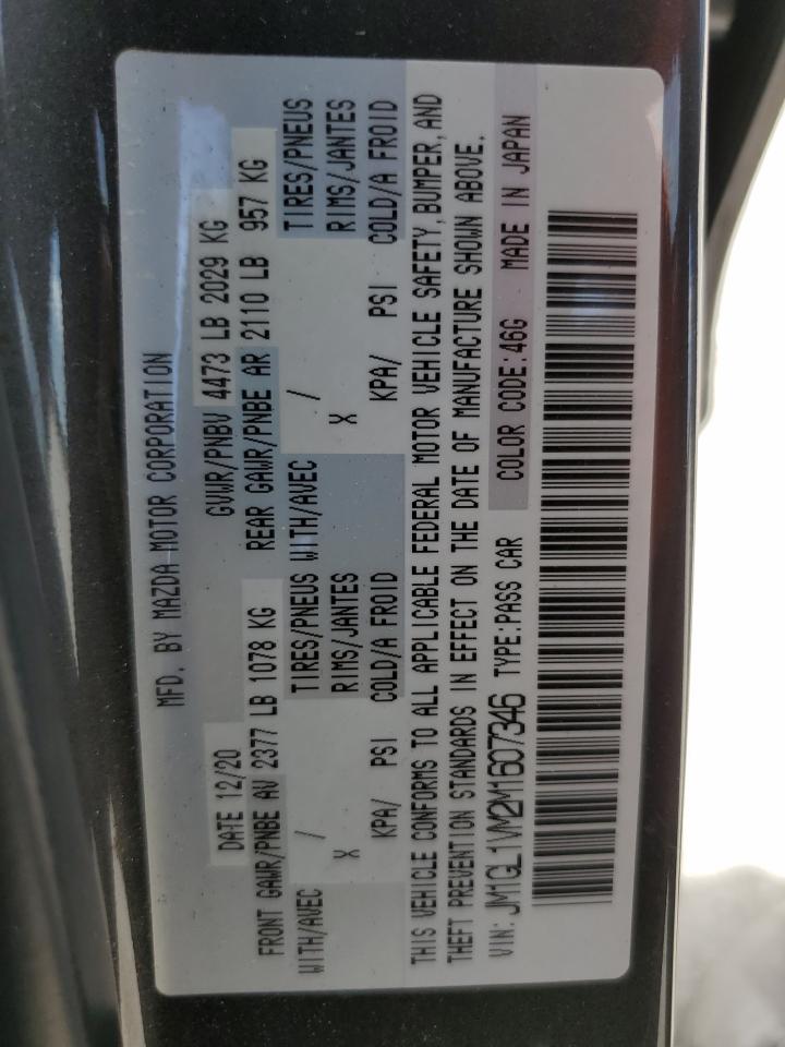 2021 Mazda 6 Touring VIN: JM1GL1VM2M1607346 Lot: 64122955