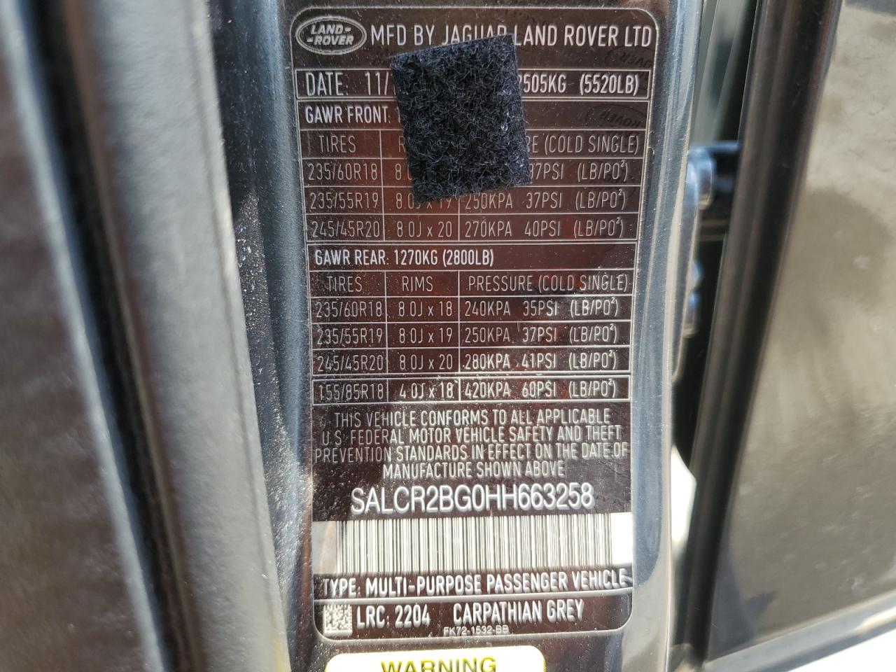2017 Land Rover Discovery Sport Hse VIN: SALCR2BG0HH663258 Lot: 64610215
