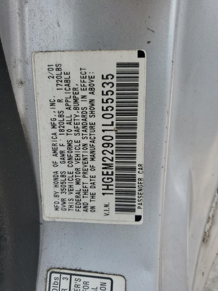 2001 Honda Civic Si VIN: 1HGEM22901L055535 Lot: 63598955