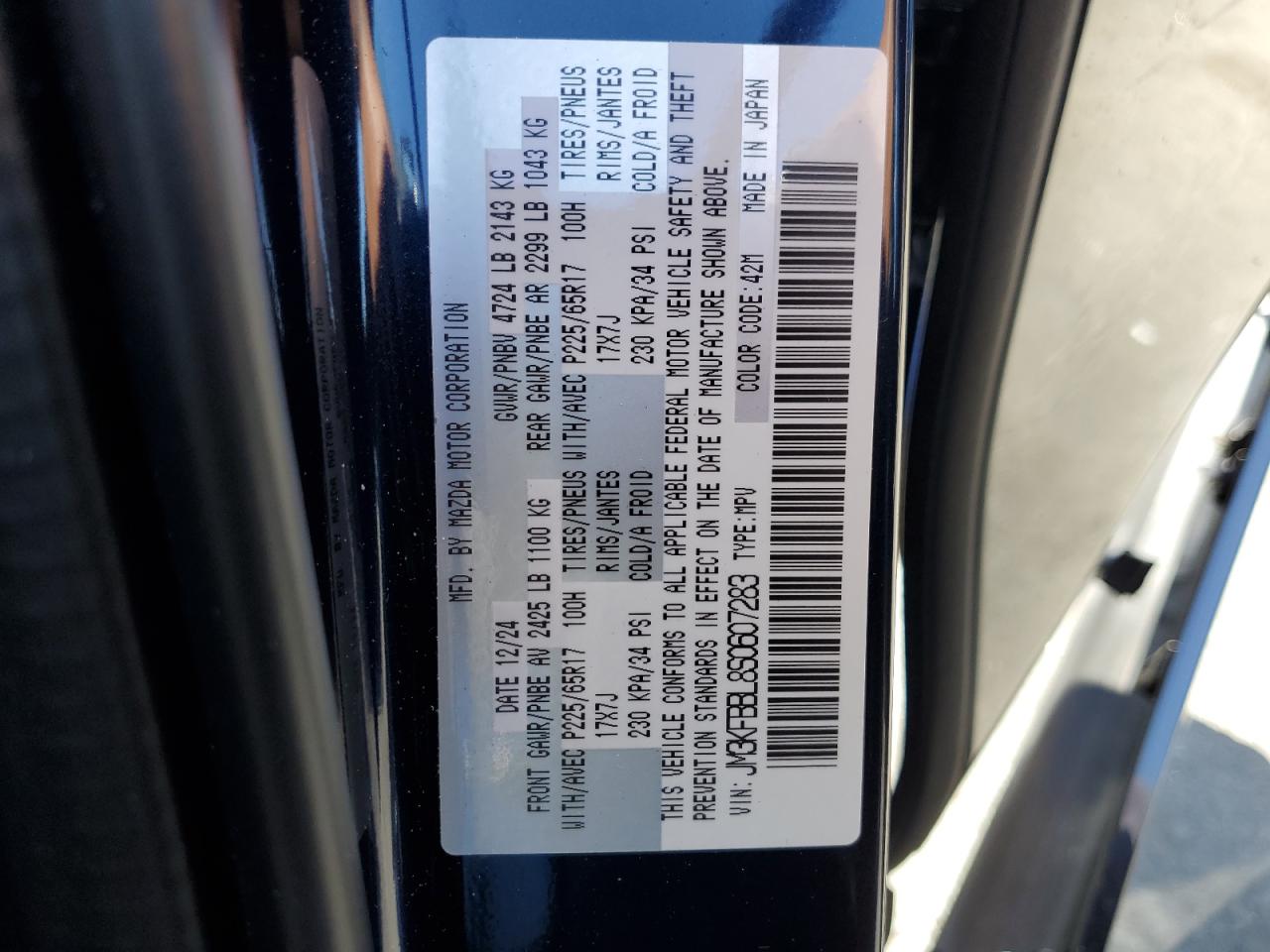 2025 Mazda Cx-5 Select VIN: JM3KFBBL8S0607283 Lot: 63713545