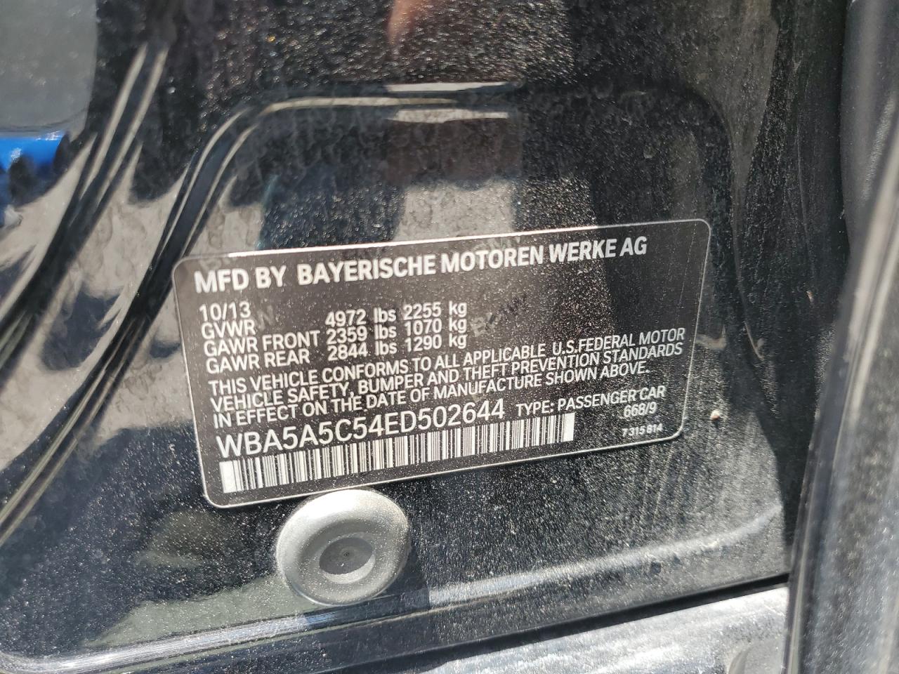 2014 BMW 528 I VIN: WBA5A5C54ED502644 Lot: 63779585