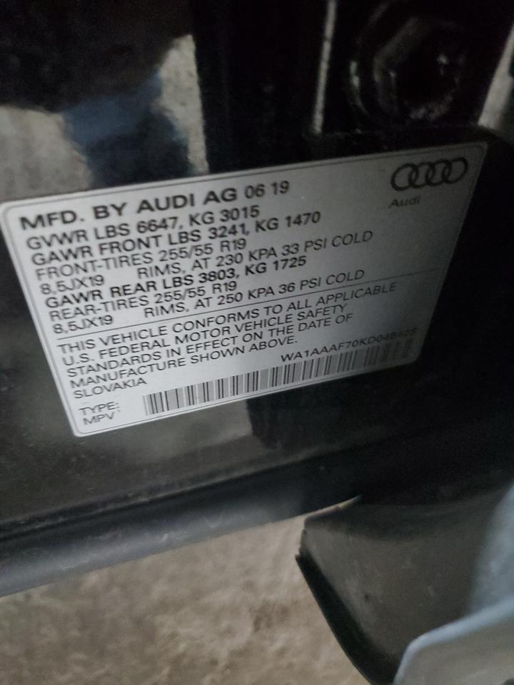 2019 Audi Q7 Premium VIN: WA1AAAF70KD046428 Lot: 64210465