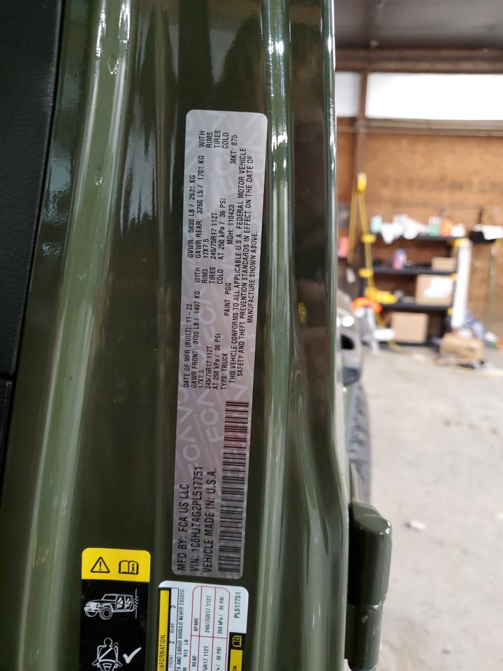 2023 Jeep Gladiator Sport VIN: 1C6HJTAG2PL517751 Lot: 63108085