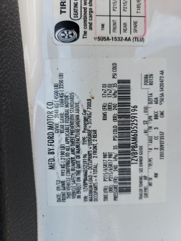 2013 Ford Mustang VIN: 1ZVBP8AM6D5259196 Lot: 65573925
