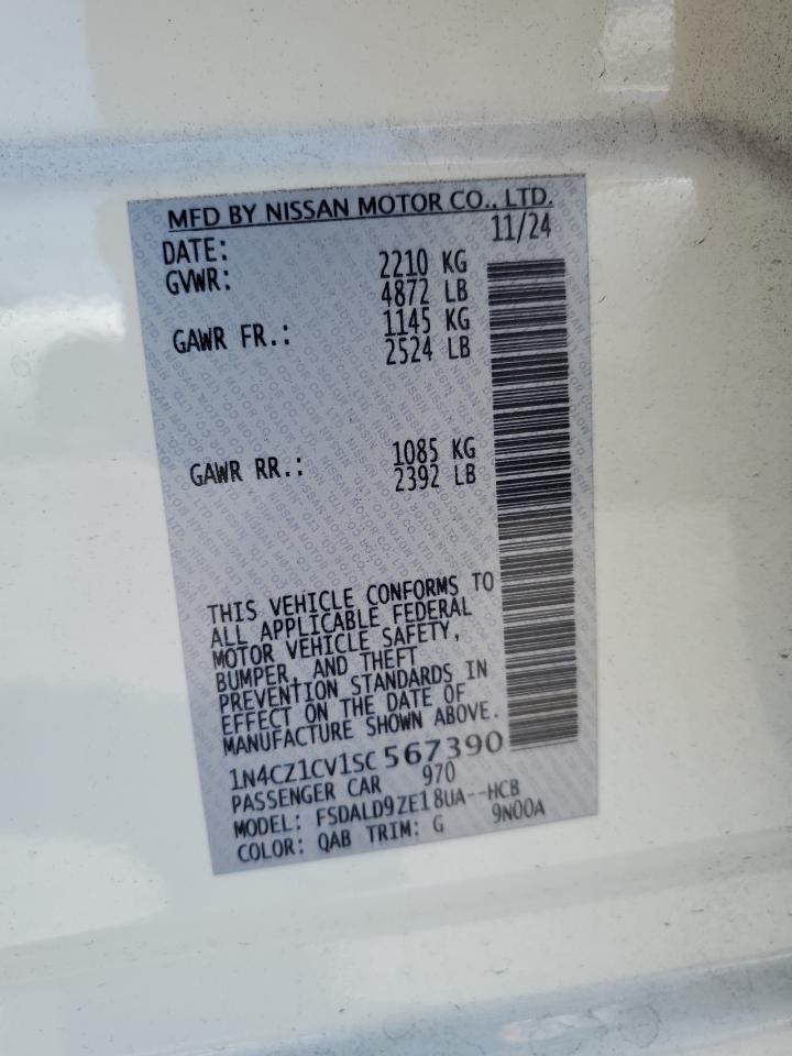 2025 Nissan Leaf Sv Plus VIN: 1N4CZ1CV1SC567390 Lot: 63529585