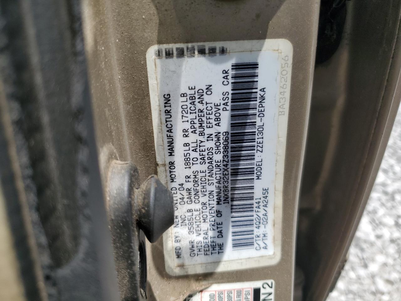 2004 Toyota Corolla Ce VIN: 1NXBR32EX4Z338069 Lot: 63764445