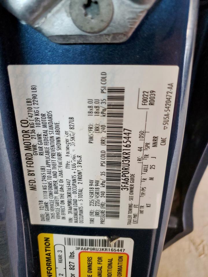 2019 Ford Fusion Titanium VIN: 3FA6P0RU3KR165447 Lot: 63682655