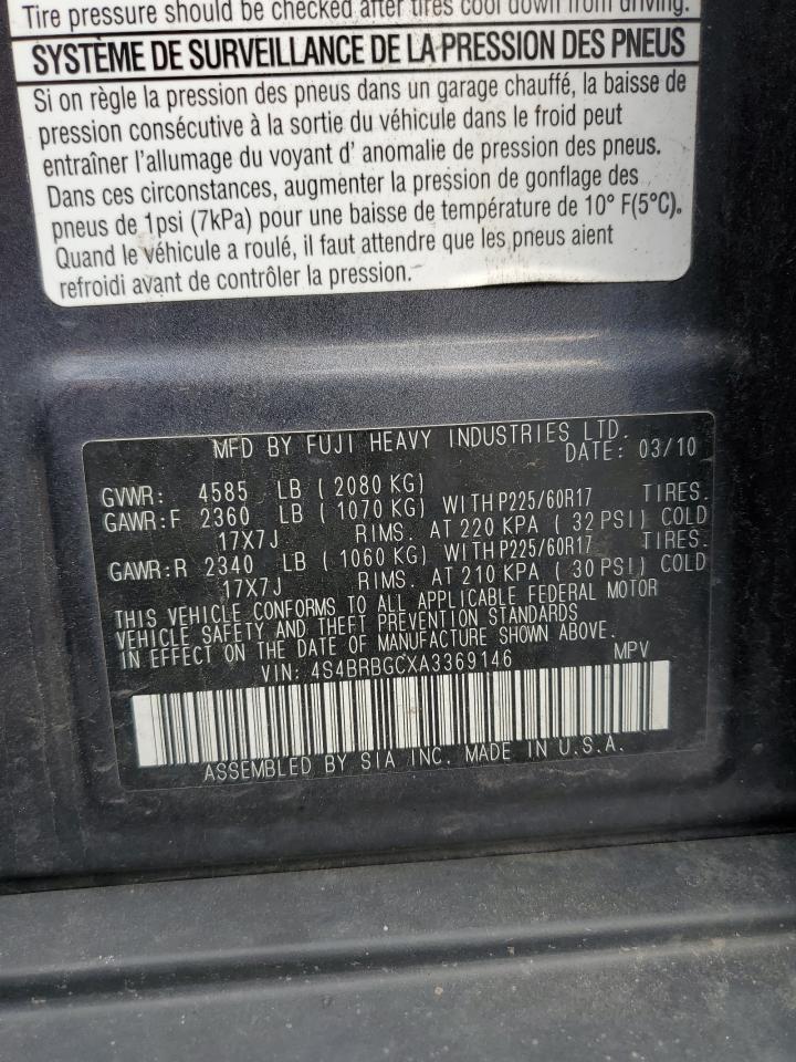 2010 Subaru Outback 2.5I Premium VIN: 4S4BRBGCXA3369146 Lot: 63379595