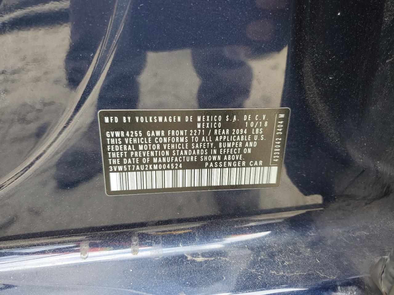 2019 Volkswagen Gti S VIN: 3VW5T7AU2KM004524 Lot: 62047445