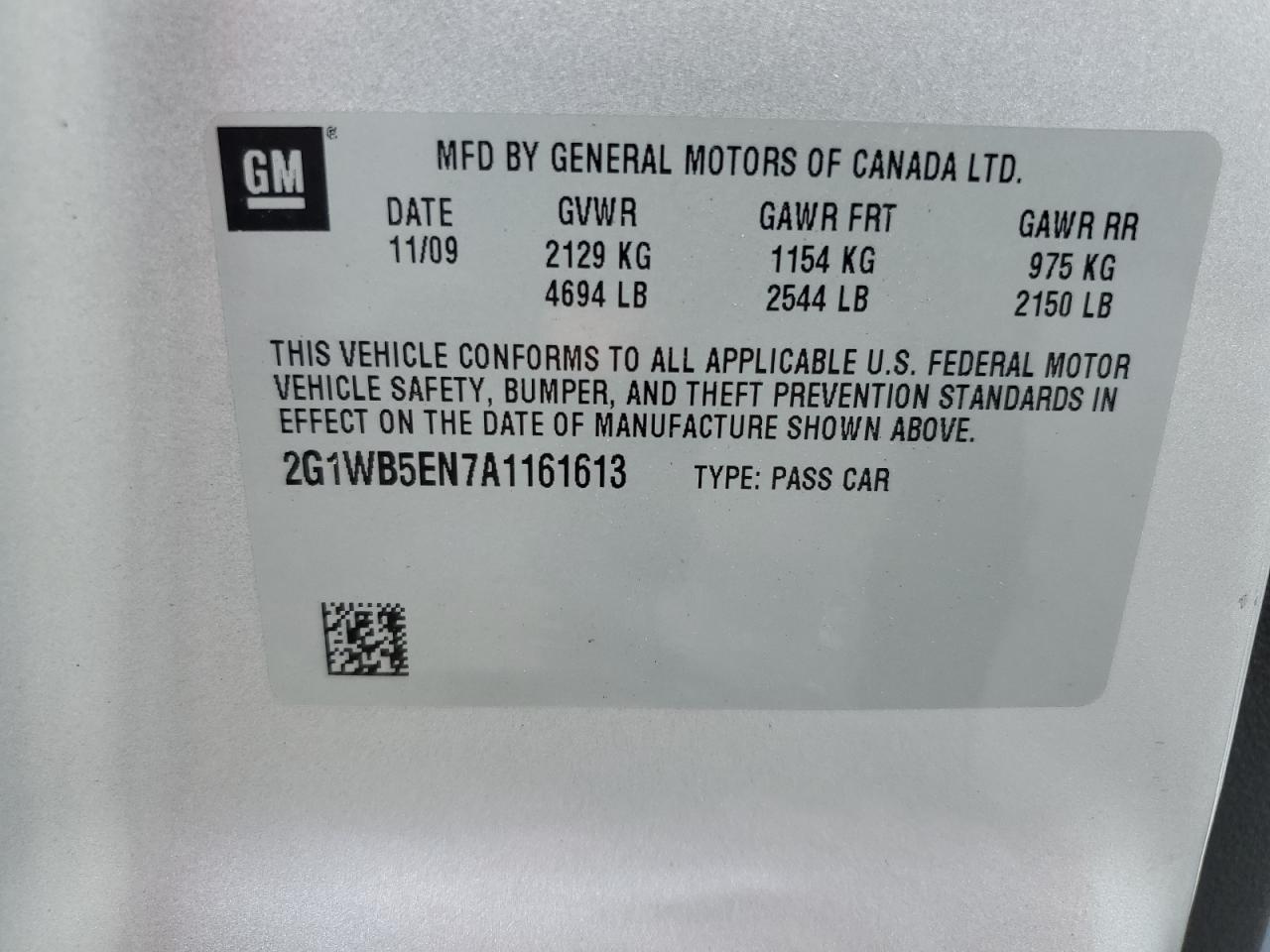 2010 Chevrolet Impala Lt VIN: 2G1WB5EN7A1161613 Lot: 64284885