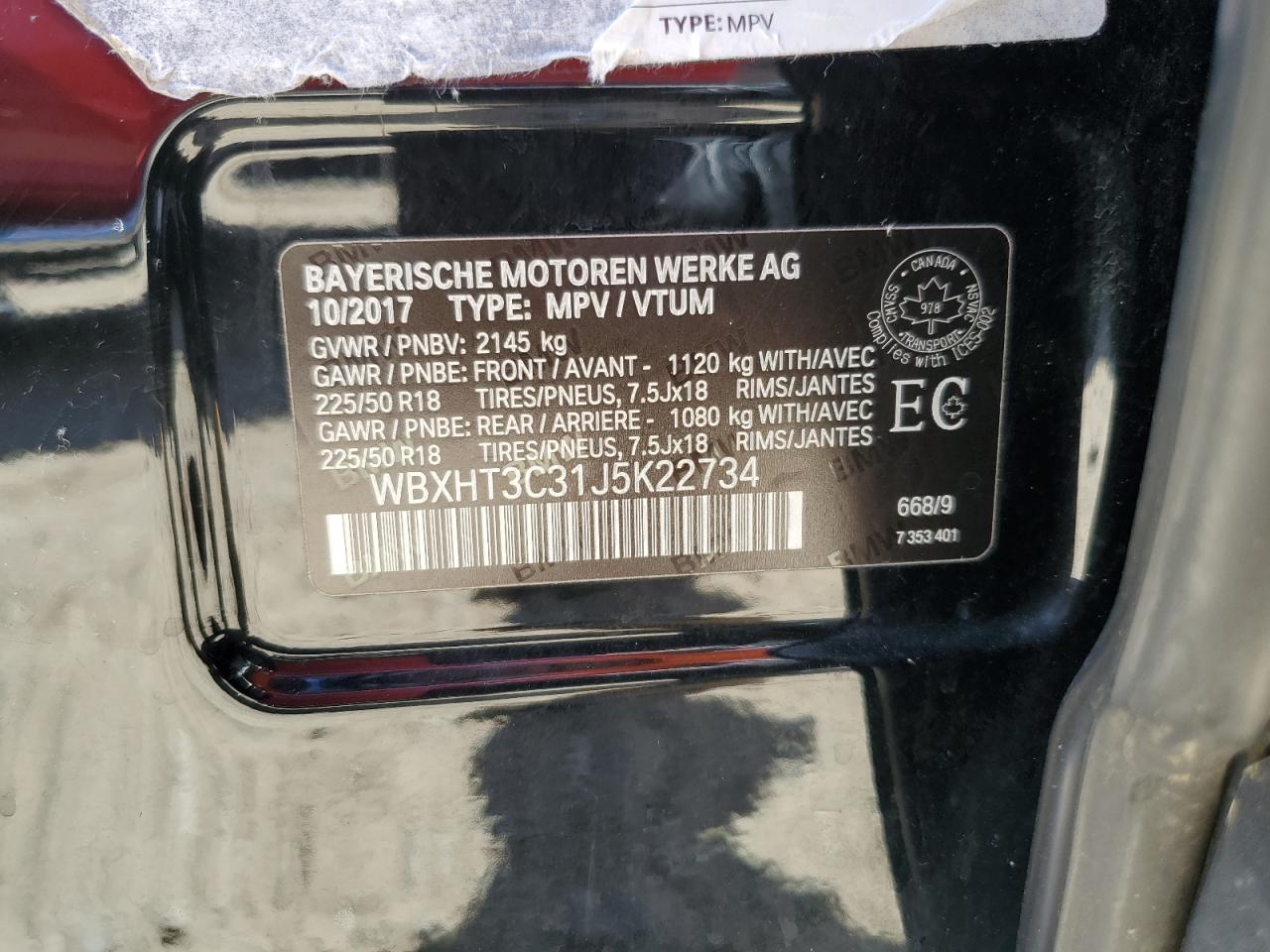 2018 BMW X1 xDrive28I VIN: WBXHT3C31J5K22734 Lot: 65258795