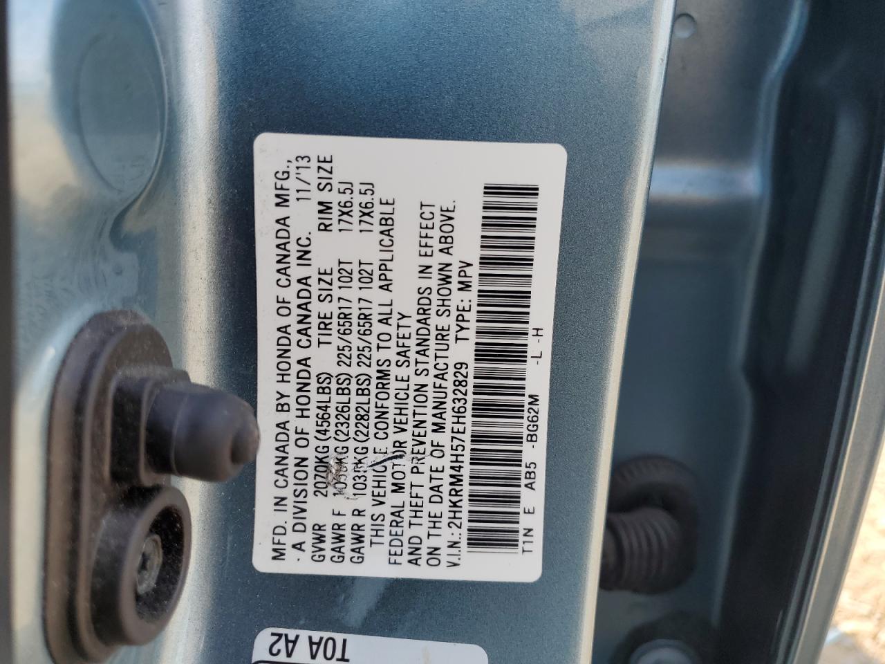 2014 Honda Cr-V Ex VIN: 2HKRM4H57EH632829 Lot: 65332555