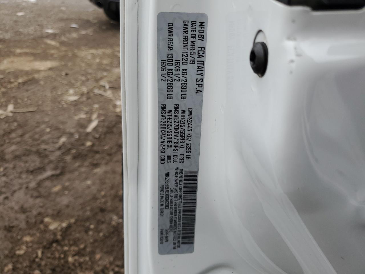 2019 Ram Promaster City VIN: ZFBHRFABXK6N65113 Lot: 64862545