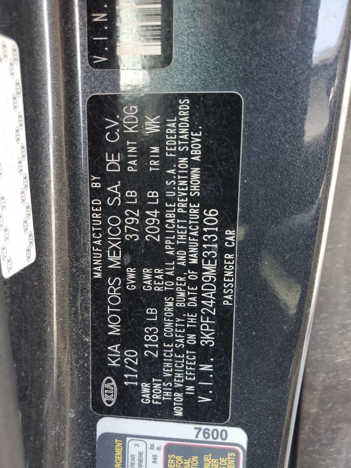 2021 Kia Forte Fe VIN: 3KPF24AD9ME313106 Lot: 63312575