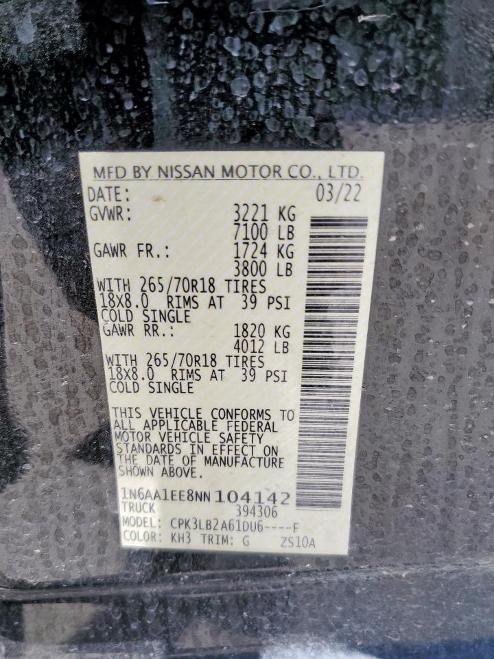 2022 Nissan Titan S VIN: 1N6AA1EE8NN104142 Lot: 64288895