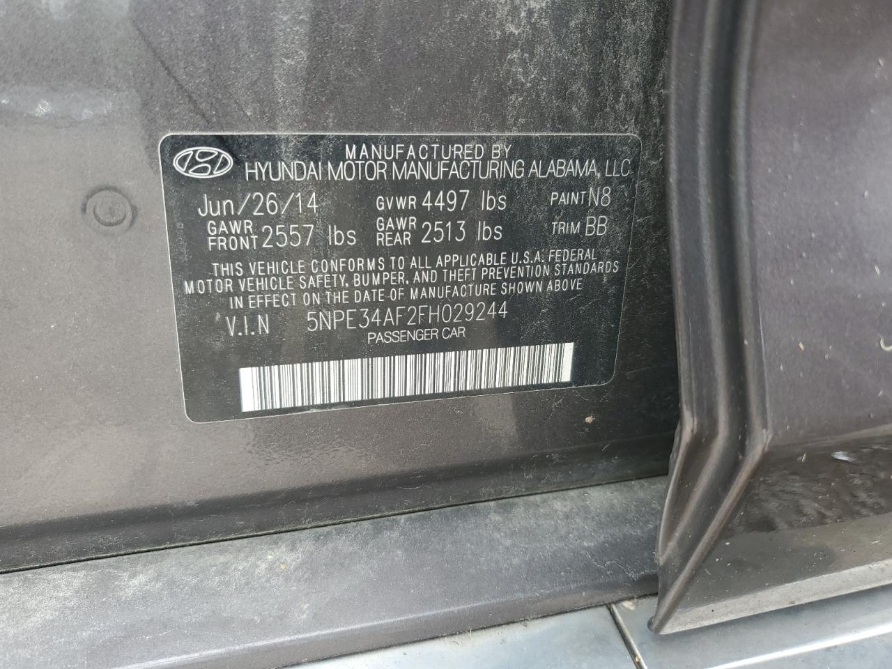2015 Hyundai Sonata Sport VIN: 5NPE34AF2FH029244 Lot: 64942075