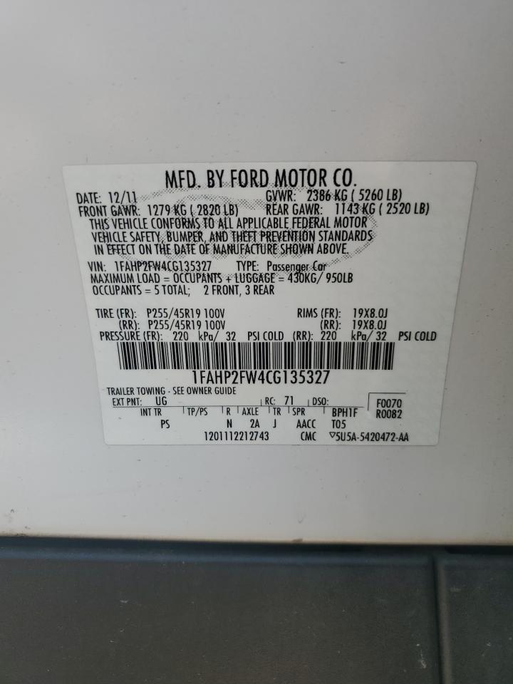 2012 Ford Taurus Limited VIN: 1FAHP2FW4CG135327 Lot: 64822585