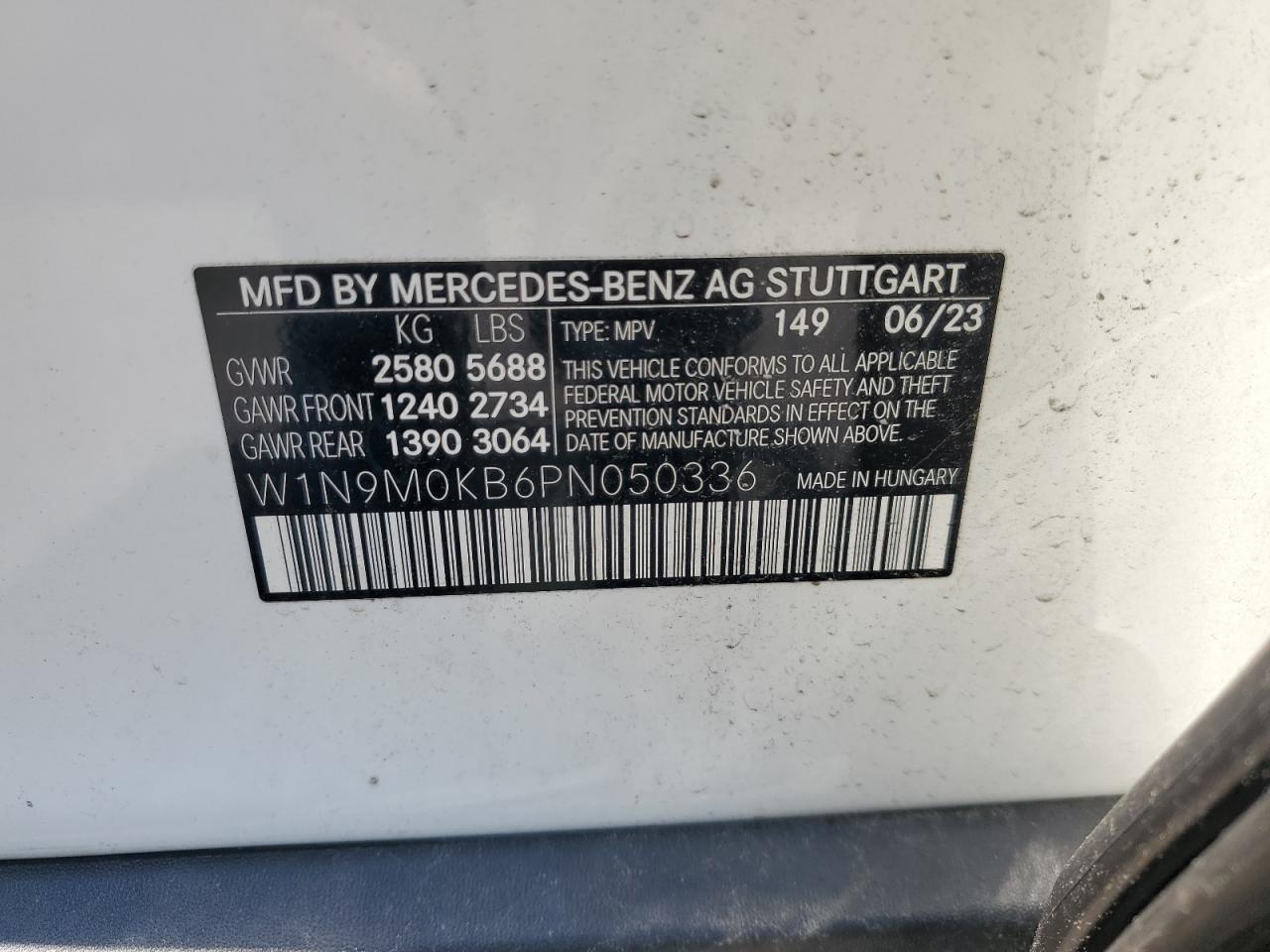 2023 Mercedes-Benz Eqb 300 4Matic VIN: W1N9M0KB6PN050336 Lot: 65018795