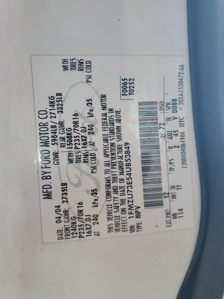 2004 Ford Explorer Xlt VIN: 1FMZU73E54UB53849 Lot: 65186115