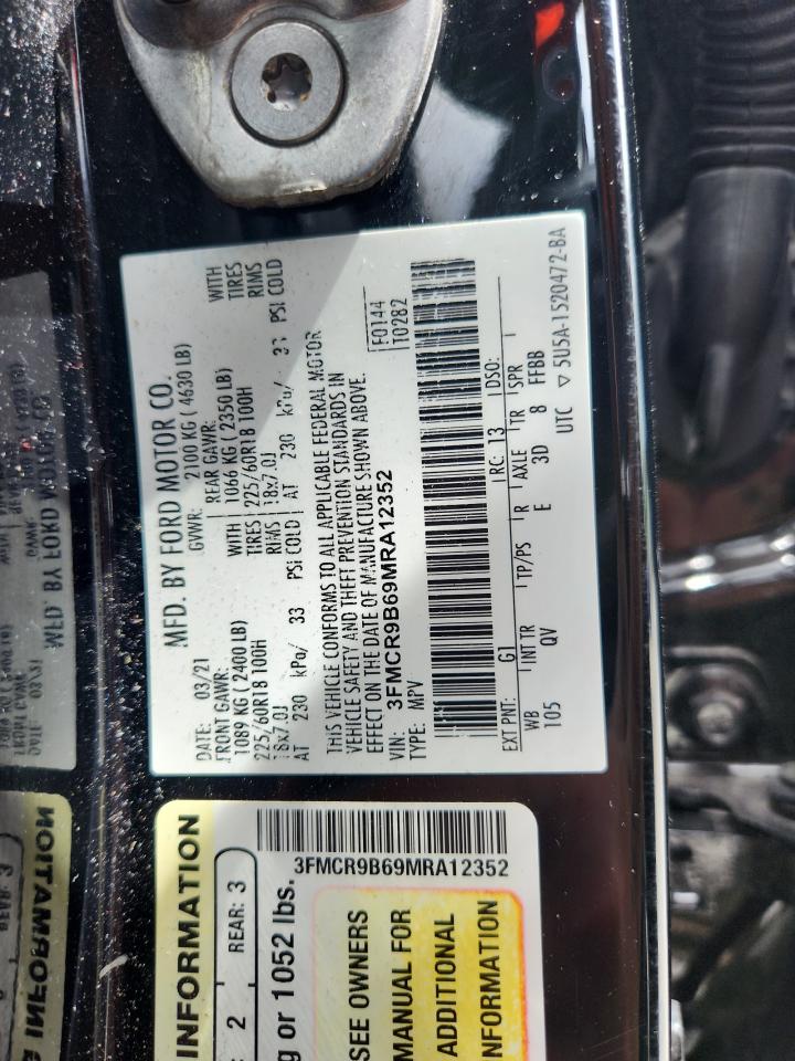2021 Ford Bronco Sport Big Bend VIN: 3FMCR9B69MRA12352 Lot: 64640555
