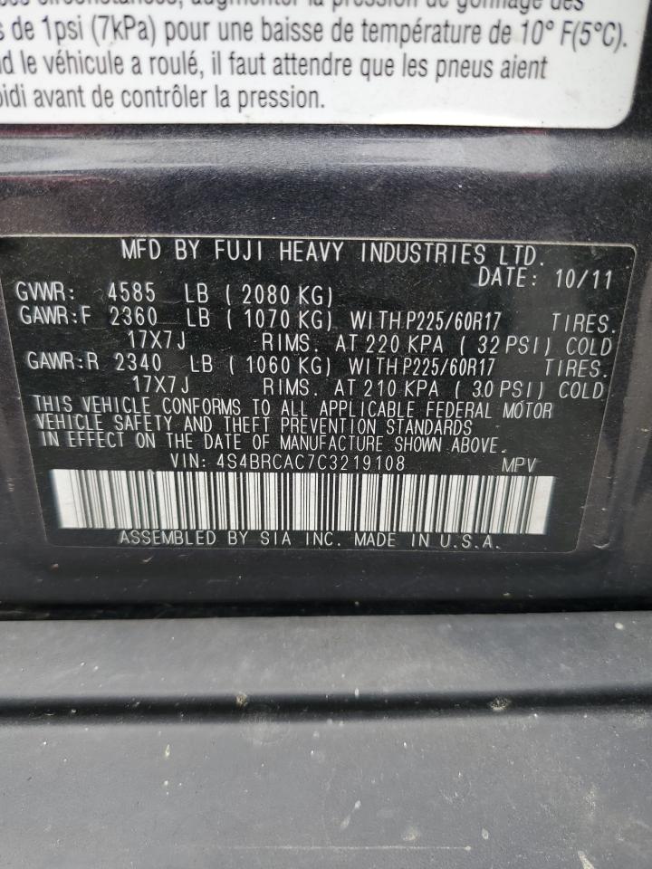 2012 Subaru Outback 2.5I VIN: 4S4BRCAC7C3219108 Lot: 67108555