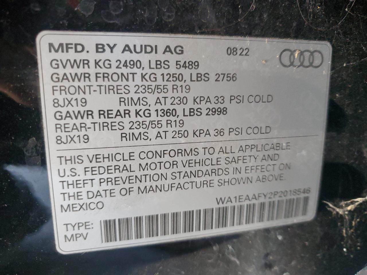 2023 Audi Q5 Premium Plus 45 VIN: WA1EAAFY2P2018546 Lot: 65281885