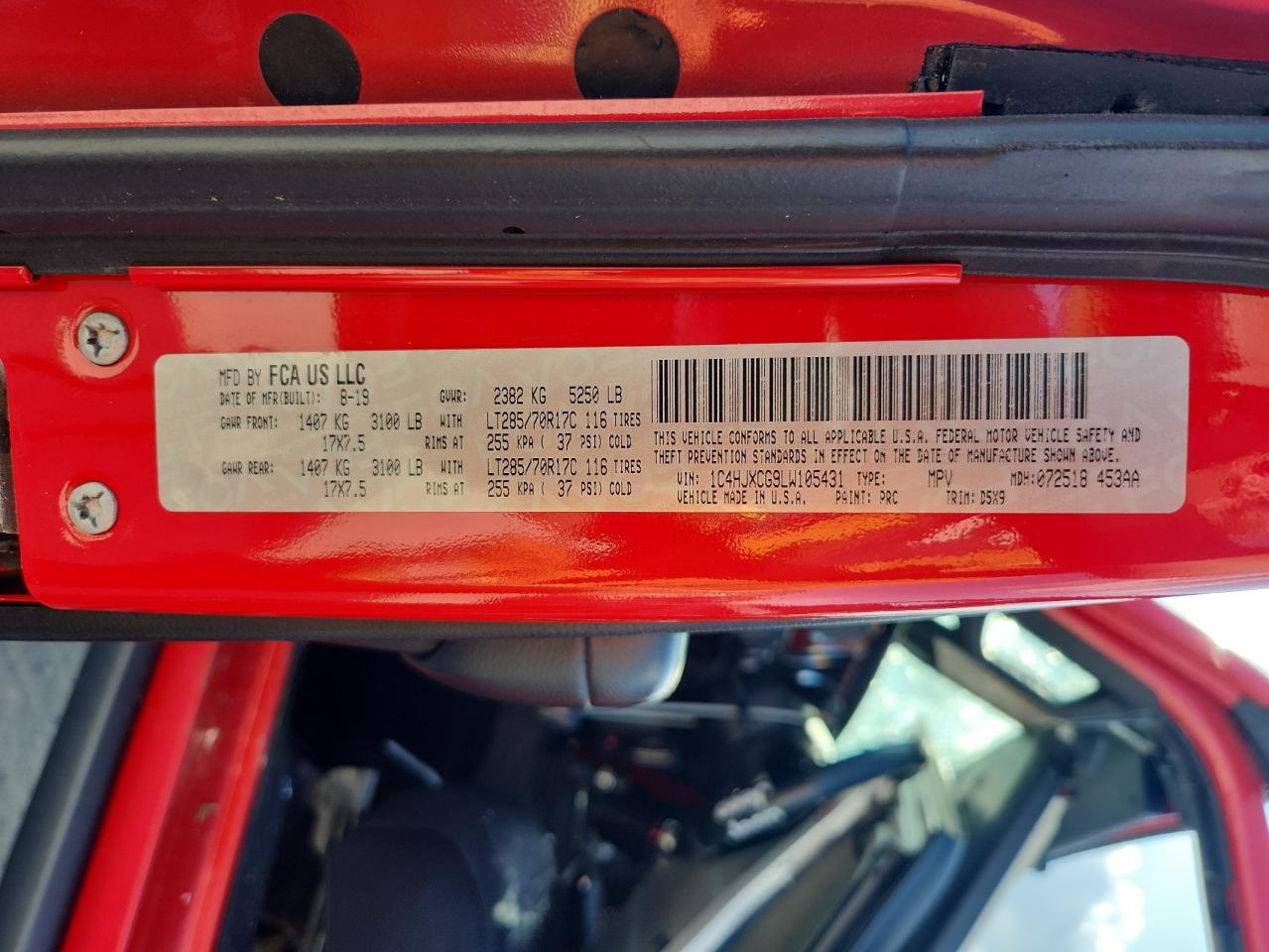 2020 Jeep Wrangler Rubicon VIN: 1C4HJXCG9LW105431 Lot: 64279865
