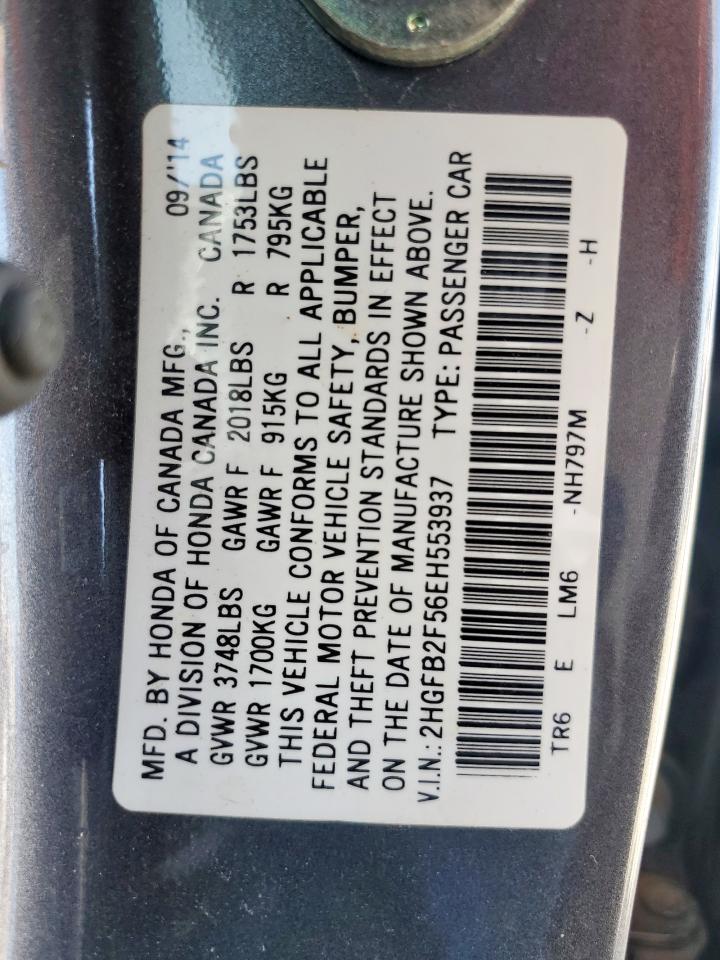 2014 Honda Civic Lx VIN: 2HGFB2F56EH553937 Lot: 65453865