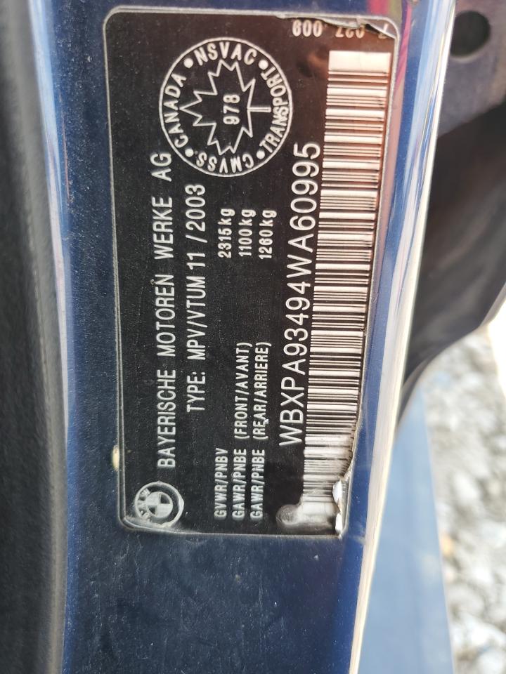 2004 BMW X3 3.0I VIN: WBXPA93494WA60995 Lot: 64115385