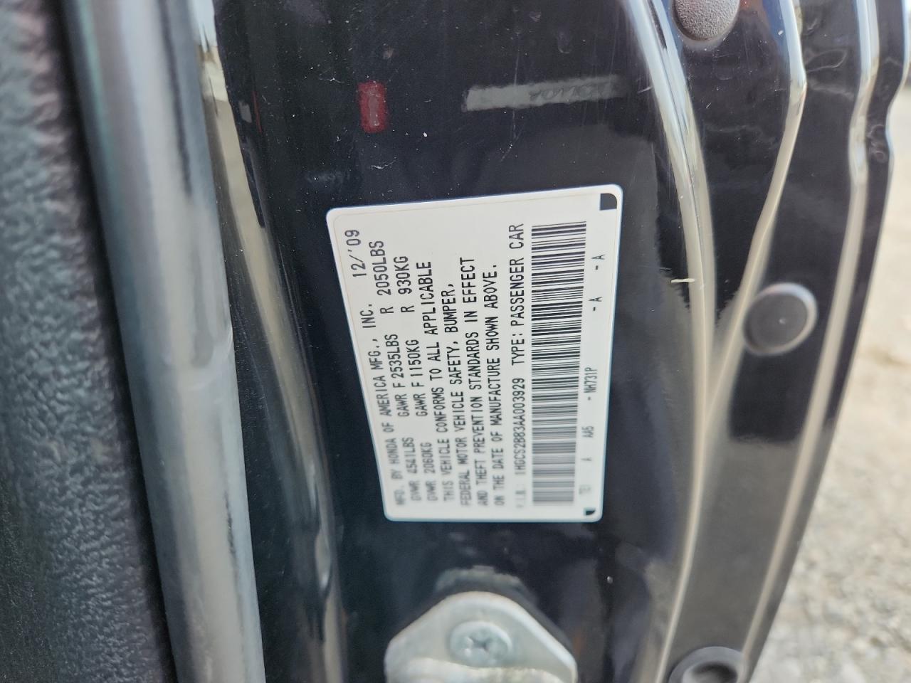 2010 Honda Accord Exl VIN: 1HGCS2B83AA003929 Lot: 65042505