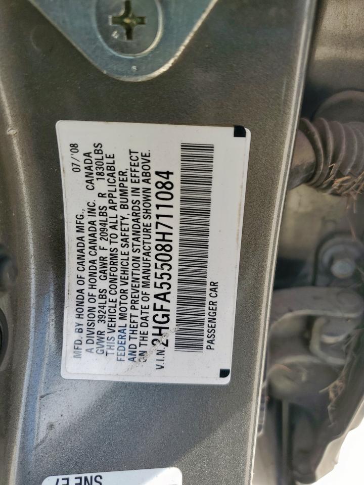 2008 Honda Civic Si VIN: 2HGFA55508H711084 Lot: 64884335