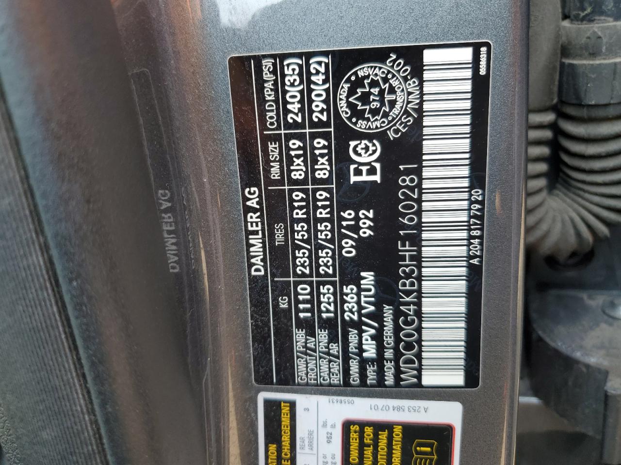 2017 Mercedes-Benz Glc 300 4Matic VIN: WDC0G4KB3HF160281 Lot: 64283385